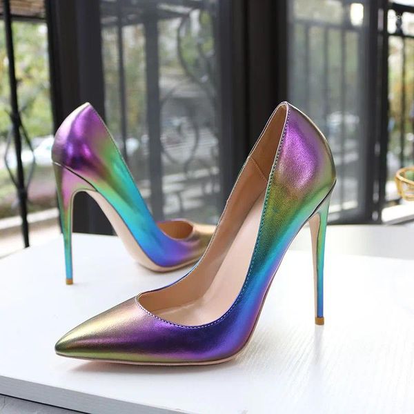 Pompes Toe Iridescent Cuir peu profond S Sandales pointues Purple Bleu Couleur Matte Matteto High Heels Chaussures Femmes Taille 12 Sandale Iridecent Pompe Talon Chaussure 887