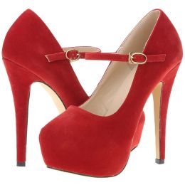 Pumps Women 14 cm Tacones de altura Bombas de la plataforma de moda femenina de la moda del tobillo zapatos de la fiesta del tobillo del dedo del pie del pie del pie del pie del pie del pie del pie del pie del pie rojo