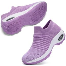 Pumps Chaussures de marche pour femmes baskets de chaussettes Slip sur la plate-forme en maille Air Cushion Shoes Athletic Shoes Work Nurse confortable
