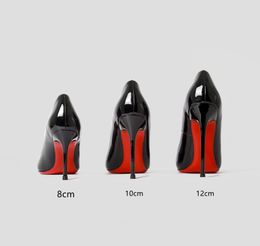 Pompen vrouwen schoenen rood glanzende bodem puntige teen zwarte hoge hakken schoenen dunne hak 8cm 10 cm 12 cm sexy trouwschoenen groot formaat 35-44