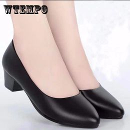 Pumps Work Chaussures Black Professional Femmes Pumps Midheed Point Point Cuir souple Simple Casual Basic Conce Fashion Drop Shipping