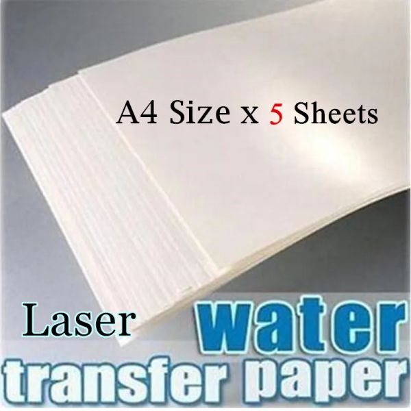 Punch (5sheets / lot) Papier de décalage à glissière au laser Pas besoin de vernis de transfert d'eau fond blanc couleur A4 Taille (8,3 * 11,7 pouces)