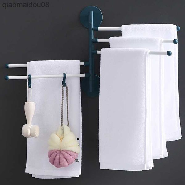 Porte-serviettes de bain sans poinçon porte-serviettes mural multi-barres porte-serviettes rotatif porte d'armoire arrière cuisine porte-outils étagère