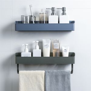 Punch-free badkamer plank plastic bad keuken handdoekhouder shampoo cosmetische opslag rack huishoudelijke accessoires 210423