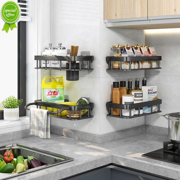 Organizador de estantes de cocina sin perforaciones, estante de almacenamiento para cocina, soporte para cuchillos y palillos, estante de baño montado en la pared, accesorios de cocina