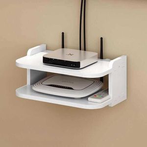 Punch-Free Woonkamer TV Wall Set-Top Box Rack Router Opbergdoos Muur Opknoping Decoratieve Partitie Slaapkamer 210724