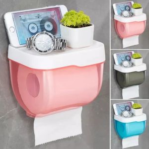 Boîte de porte-toilettes sans punch Boîte de rangement de rangement étanche de rangement de toilettes de rangement de rangement en papier serviette de salle de bain