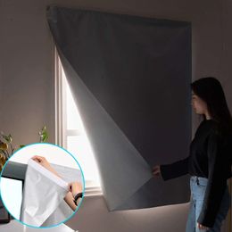 Parasol para ventana sin perforaciones, buen sueño, cortina anti-UV de doble cara plateada con sombreado 99% para el hogar