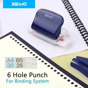 Punch Kwtrio Paper Puncher Round Hole Notebook Standard Punch Machine 6hole Planner Puncher 20 26 30 Hole Diy Scrapbooking Supplies