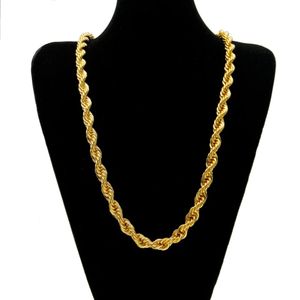 Punk 10MM corde chaîne pour hommes garçons plaqué or couleur argent torsadé Singapour collier Hip Hop mâle bijoux cadeaux longueur 78 cm 240131