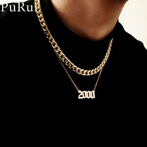 Punk 2000 Geboortejaar Kettingen voor Vrouwen Mannen Curb Cubaanse Dikke Keten Korte Choker Ketting Minimalistische Chunky Collar Goth Sieraden X0509