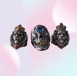 Bague Punk Animal couronne Lion pour hommes, bijoux gothiques, grande taille 714, 6421987