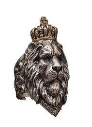 Anillo de León con corona de Animal Punk para hombre, joyería gótica masculina 714, tamaño grande 277k271B1670781