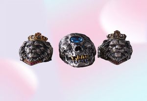 Punk Animal Crown Lion Ring for Men Male Gotische sieraden 714 Big Size2405656