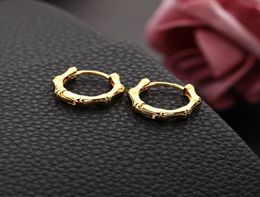 Punk Bamboo Design Small Hoop Ooy Earrings Gold Silver Color coréen hommes Femmes Boucle d'oreille pour mâles Boucles d'oreilles Femme Jewelry9529259