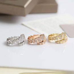Punk Band Snake Ring met diamant in 18k vergulde rose platina kleur voor vrouwen ringen bruiloft sieraden cadeau