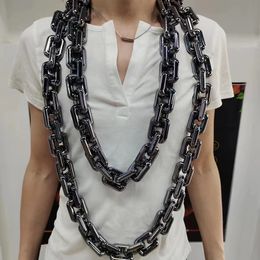 Punk Big Acryl Rectangle Chain Hip Hop overdrijving ketting Plastic Men Women Festival Carnival Performance Props Sieraden 240430