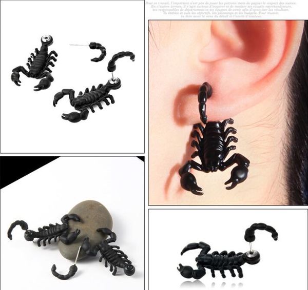 Boucles d'oreilles Punk noir Scorpion, personnalité double face, nouvelle étoile, boucles d'oreilles alternatives amusantes, GC427