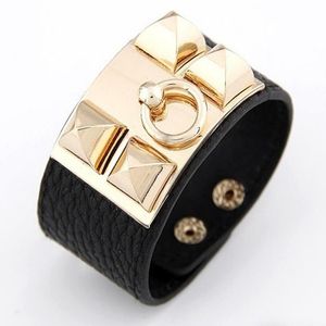 Bracelet Punk Bracelet Unique Rivet Stud Large Manchette Exagéré En Cuir Gothique Rock Unisexe Cadeau De Noël Pour Les Femmes