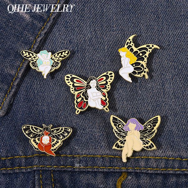 Broche papillon en émail pour fille, Punk, Animal, bijoux personnalisés, Badge en métal mignon, accessoires, épingle à revers, sac, pull, cadeau, vente en gros