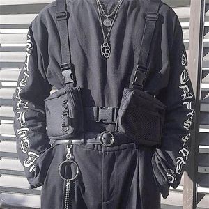 Sac punk coffre hip-hop Tactical Streetwear Pack Unisexe Sacs de gilet fonctionnel en plein air Deux poches HARNESS PORT