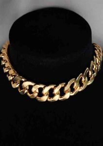 Punk Cubaanse Choker Ketting Sterkte Uitleg Hip Hop Big Chunky Rvs Goud Kleur Dikke Ketting Vrouwen Jewels275r1631119