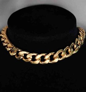 Punk Cubaanse choker kettingsterkte Verklaring Hip Hop Big dikke RVS Gold Color Dikke Chain Women Jewels275R2804226