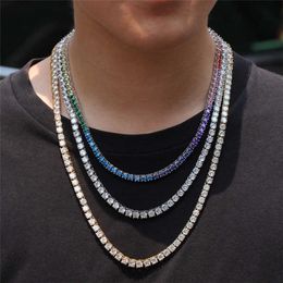 Punk Diamant Designer Collier Coloré AAA Zircone Hommes Tennis Colliers pour Homme Femme Partie Cuivre Sud-Américain Or 18k Chaînes En Argent Hiphop Bijoux Cadeau