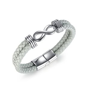 Punk Double couche Bracelet en cuir infini en acier inoxydable fermoir magnétique Bracelets Bracelet Bracelet manchette femmes hommes bijoux de mode