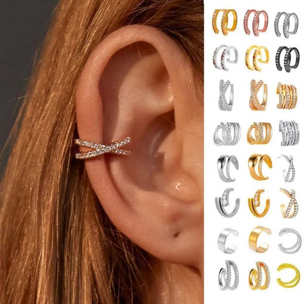 Boucles d'oreilles de clip d'oreille punk pour femmes Bijoux Poignons sans trou Fausse de boucles d'oreille Percing Chape sur Brincos 240418