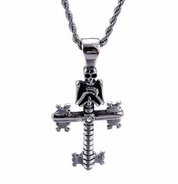 Punk Böse Schädel Anhänger Halsketten Für Männer Edelstahl Kreuz Kette Gothic Biker Schmuck Accessories2406661