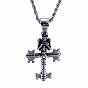 Punk Evil Skull Pendant Colliers pour hommes en acier inoxydable Chaîne croix gothique bijoux accessoires 242h