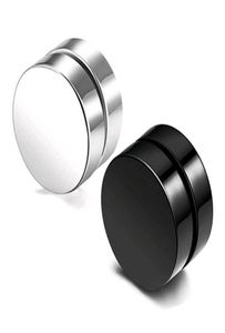 Punk faux hommes boucles d'oreilles noir argent acier inoxydable aimant rond oreille pince pour hommes femmes mélange taille 6mm 10mm 12mm6579970