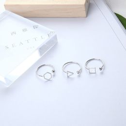Punk Mode Nieuwe Ring Eenvoudige Geometrische Veelhoek Driehoek Vierkant Open Crystal Lady Groothandel Verkoop Ring Ringen Voor Vrouwen
