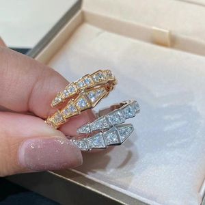 Punk Fashion Goud Zilver Kleur Snake Verstelbare Ring Inlay Bling Zirkoon Punk Trendy Voor Vrouwen Bruiloft Verlovingssieraden