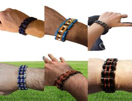 Punk Fashion Motor Motorcycle Chain Bracelet Black Blue Silver Gold Orange Titanium en acier inoxydable Femmes Bicyclette R Bracelet Bracelet Jewelry5863402