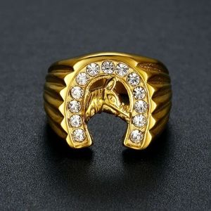 Punk Fashion Virgin Mary Mens Ring Proposition exagérée Micro-set Date Marriage Big 14k Gold Ring A01