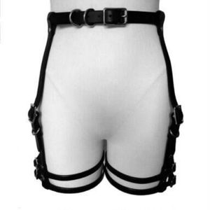 Punk gothic pu lederen taille riem sexy been kooi kousebied beperkingen bretels verstelbare harnas broek exotische bondage kostuum