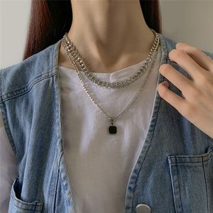 Punk gothique titane acier chaîne colliers pour femmes hommes géométrique pendentif tour de cou bijoux Grunge accessoires Steampunk