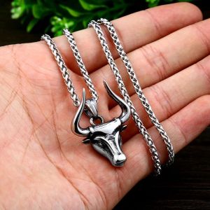 Punk Hip Hop Stierengevecht Stier Hoofd Hanger Ketting Mannen Mode Biker 14 K Wit Goud Stier Hoofd Ketting Sieraden Creatieve Geschenken