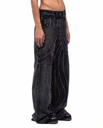 Punk Hip Hop Jeans Hommes Femmes 2023 Streetwear Coast Workwear Style déchiré Lâche Vêtements de mariage Pantalon de vadrouille pour hommes I5qB #