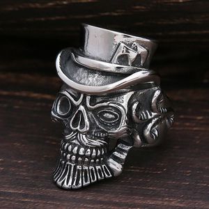 Punk Hip Hop Skull Magician Ring For Men Fashion 14K Gold Biker Skull Ring Personality Sieraden Gift