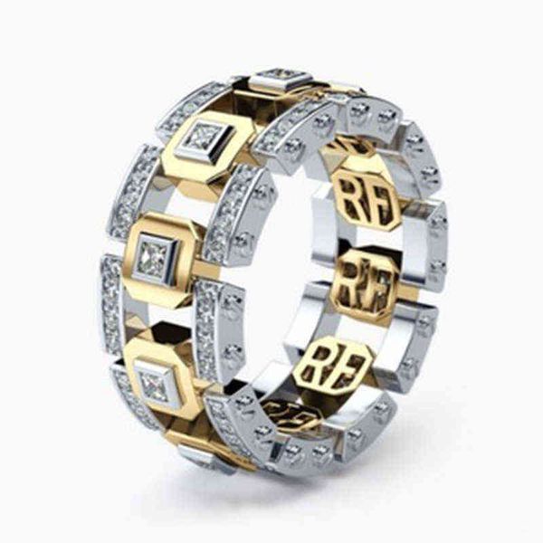 Serie de hip hop Punk, banda de anillo para hombre, geometría Cothic, cristal cuadrado para hombre, regalos de moda, Gadget s para caballero, joyería para mujer