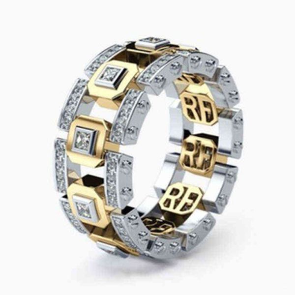 Punk Hiphop Series Men's Ring Band Cothic Geometry Men Square Crystal Cadeaux Tendy Gadget S for Gentleman Women Jewelry301g