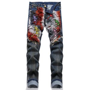 Punk Jeans Designer Jeans Hommes Jeans Droits Hommes Genou Skinny Taille Droite 29-38 Tendance Longue Droite Trou Denim En Gros 3561