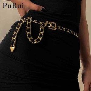 Punk Kroean Flanel Dames Vintage High Belly Chain Split Joint Long Mode Taille Riemen Bijoux Corps