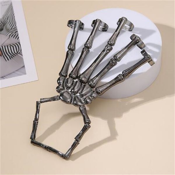 Punk mécanique osset anneau foncé métal pleine doigt de doigt unisexe squelette bracelet à main à la main