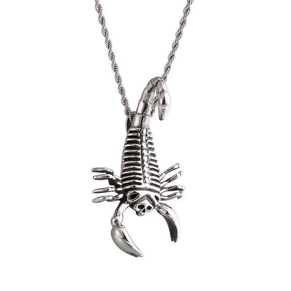 Punk Hommes En Acier Inoxydable 316L Mode Collier Pendentifs Grand Gothique Biker Hip-Hop Scorpion Pendentif Bijoux Chaîne Argent