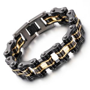 Punk hommes femmes or vélo Biker Bracelets bijoux noir en acier inoxydable moto vélo lien chaîne Bracelet Bracelet Dropshipp