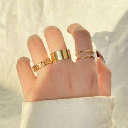 Punk métal géométrie circulaire anneaux ensemble ouvert Index doigt accessoires boucle Joint queue anneau pour femmes 2021 mode bijoux cadeaux